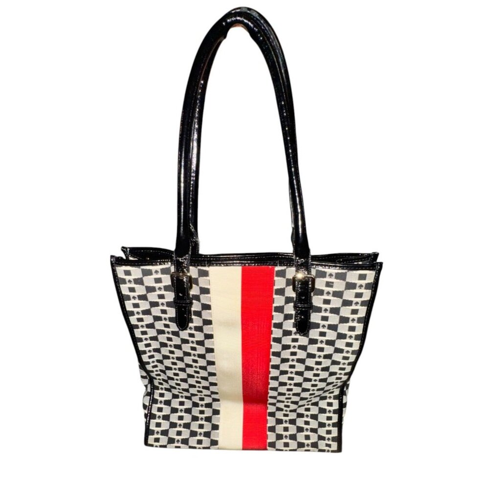 Kate Spade Black and White Shoulder Bag with Red Stripe - Picture 4 of 15